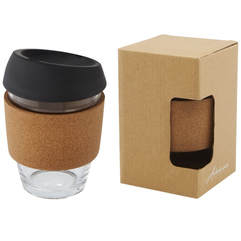 Lidan Borosilicate Glass Tumbler With Cork Grip and Silicone Lid - 360ml