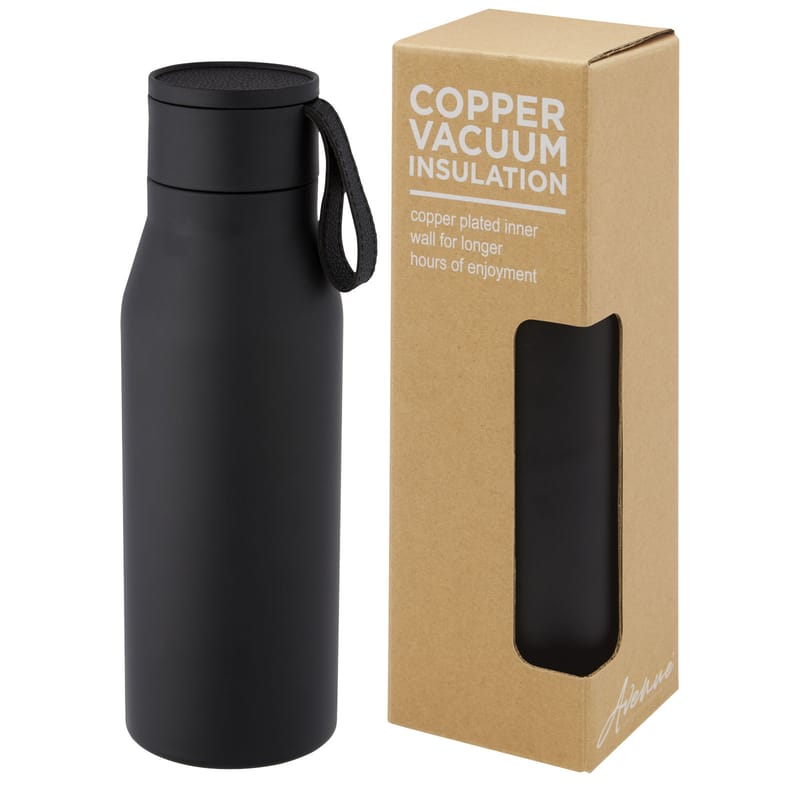 Ljungan Copper Vacuum Insulated Stainless Steel Bottle With Pu Leather Strap and Lid - 500ml