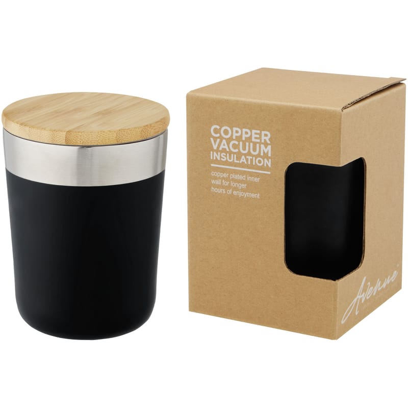 Lagan Copper Vacuum Insulated Stainless Steel Tumbler With Bamboo Lid - 330ml