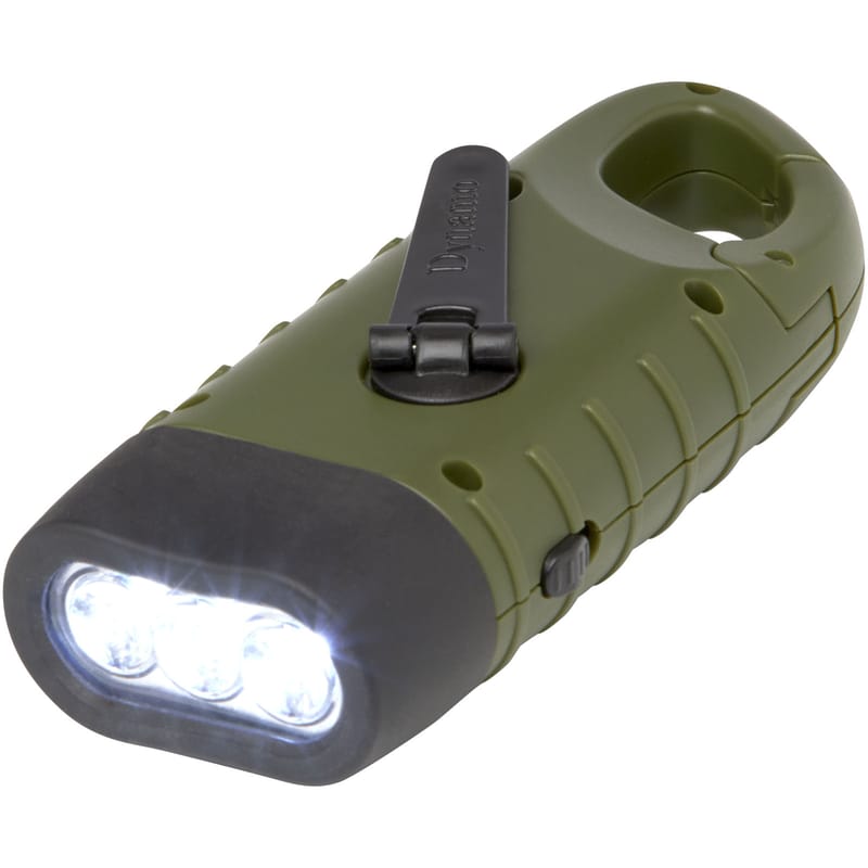 Helios Recycled Plastic Solar Dynamo Flashlight With Carabiner