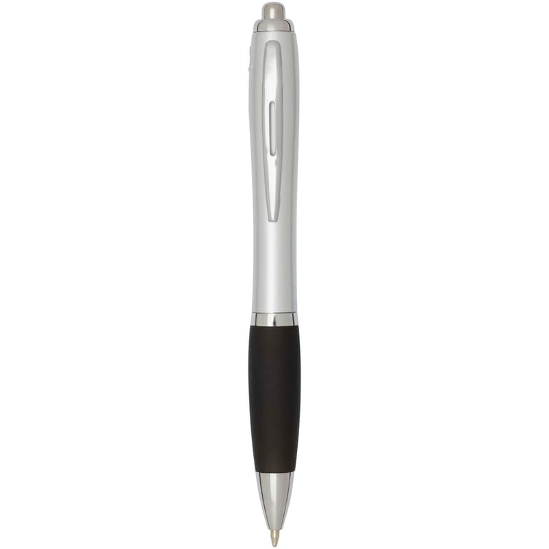 Nash RCS recycled plastic ballpoint pen with silver barrel and coloured grip