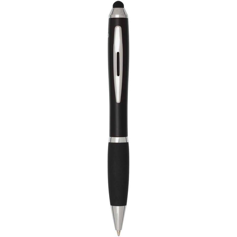 Nash RCS recycled plastic stylus ballpoint pen with coloured barrel and black grip