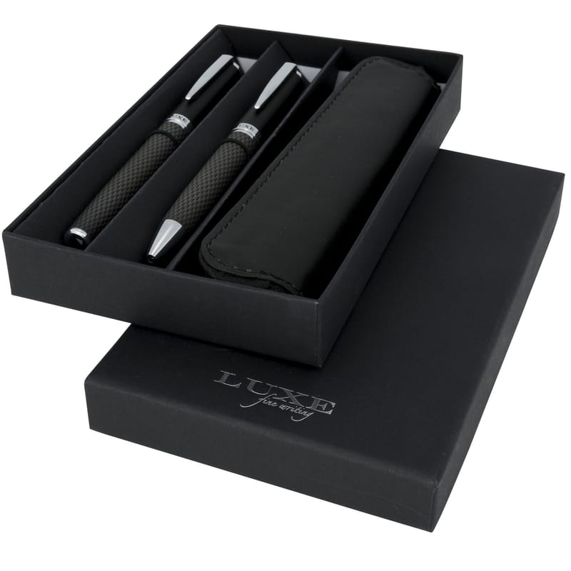 Carbon Duo Pen Gift Set With Pouch 