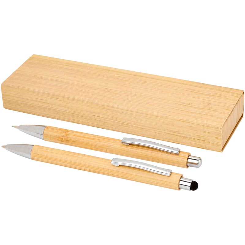 Oblys Bamboo Ballpoint Pen and Mechanical Pencil Set 