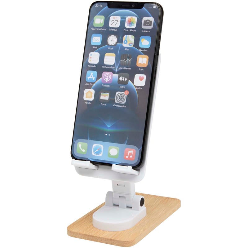 Alfirk Recycled Plastic Foldable Desk Phone Stand With Bamboo Details