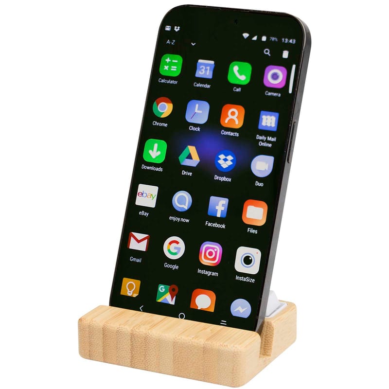 Algol Recycled Plastic Phone Stand and Fidget Toy With Bamboo Details