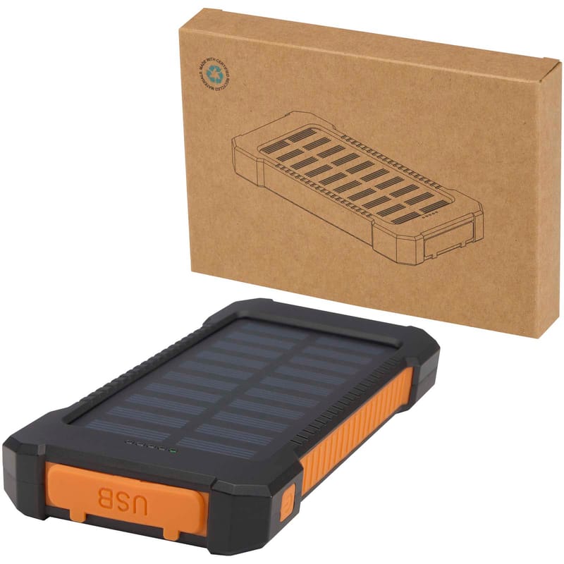 Altair 5000 Mah 10W Recycled Plastic Rugged Solar Power Bank With Built-In Torch