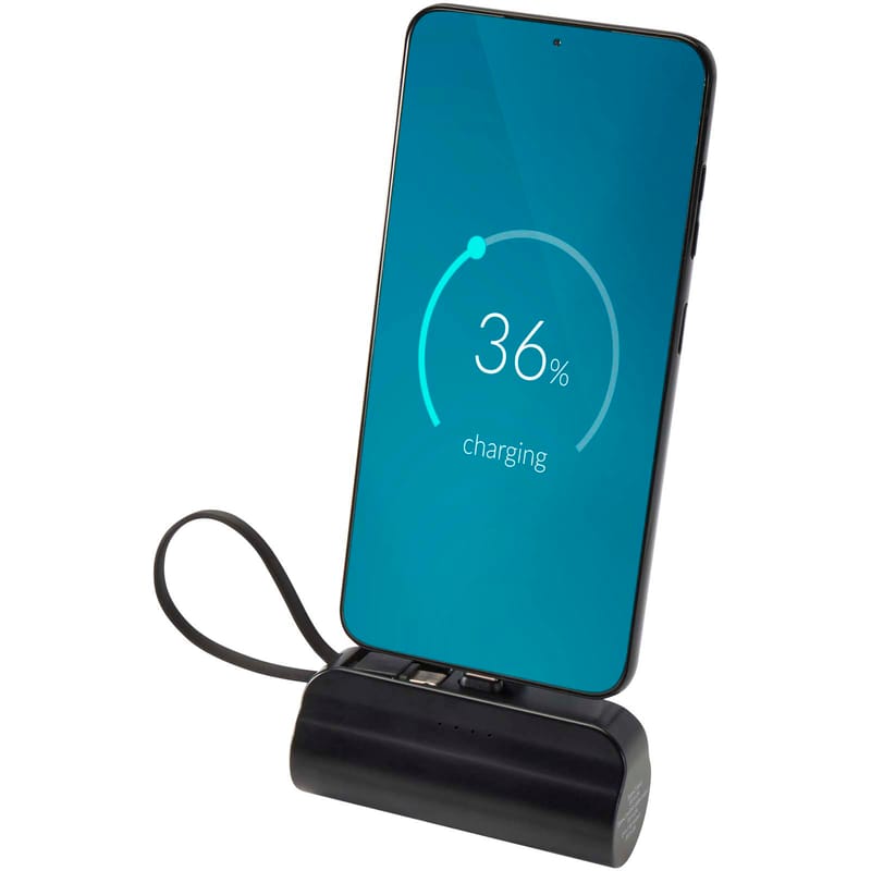 Alnair 5000 Mah 10W Recycled Plastic Type-C Power Bank With Built-In Flip Stand and 2-In-1 Cable