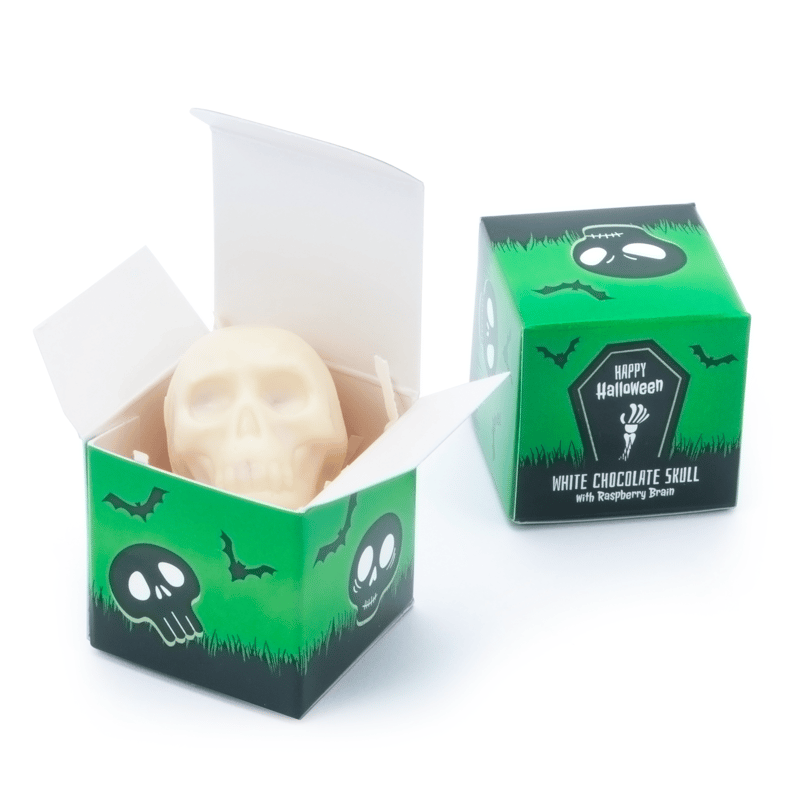 Halloween - Eco Mini Cube - White Chocolate Skulls  x 1