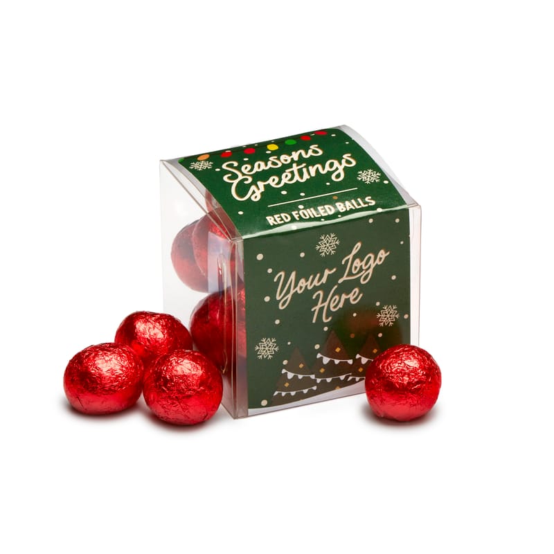 Winter Collection 25 - Clear Cube - Red Foiled Balls